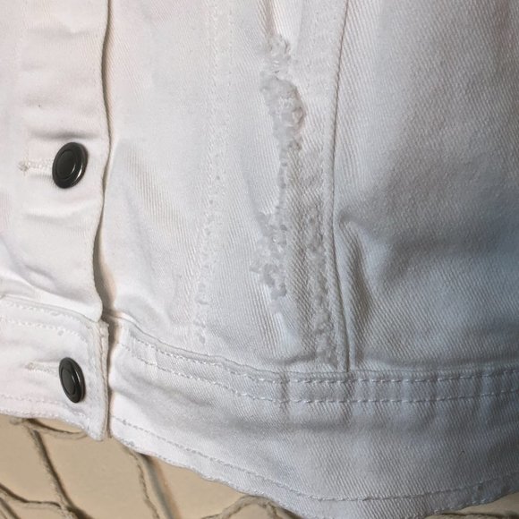 PRANA White Slate Rim Denim Jacket Lightly Distressed XS - Picture 5 of 15